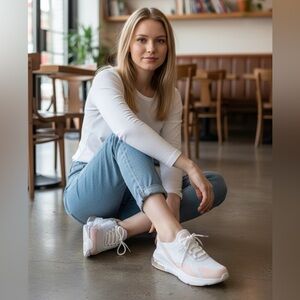 Nautica White & Blush Mesh Sneakers Size 8